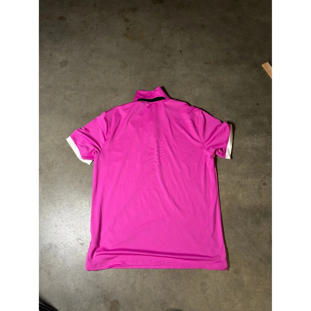 Nike Golf Dri-FIT Polo Shirt Mens Medium Pink White Trim Short Sleeve Athletic